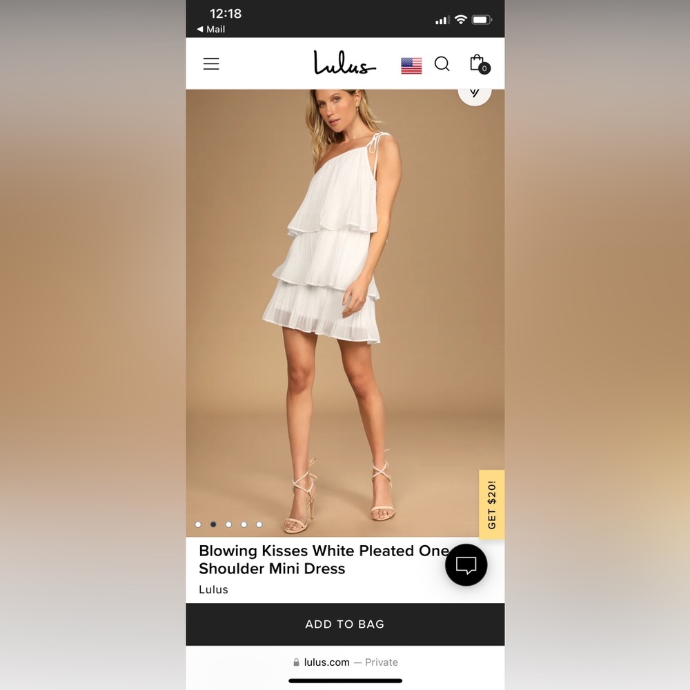White Pleated One Shoulder Mini Dress